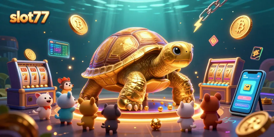Engage in thrilling gameplay with slot77 and vibrant casino activities featuring a golden tortoise pinball machine.