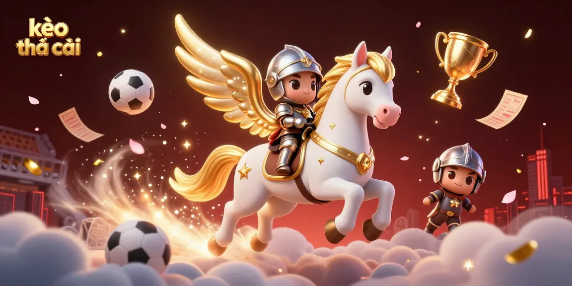 Experience thrilling moments with kèo nhà cái as a galloping knight rides a celestial horse through dynamic sports betting elements.